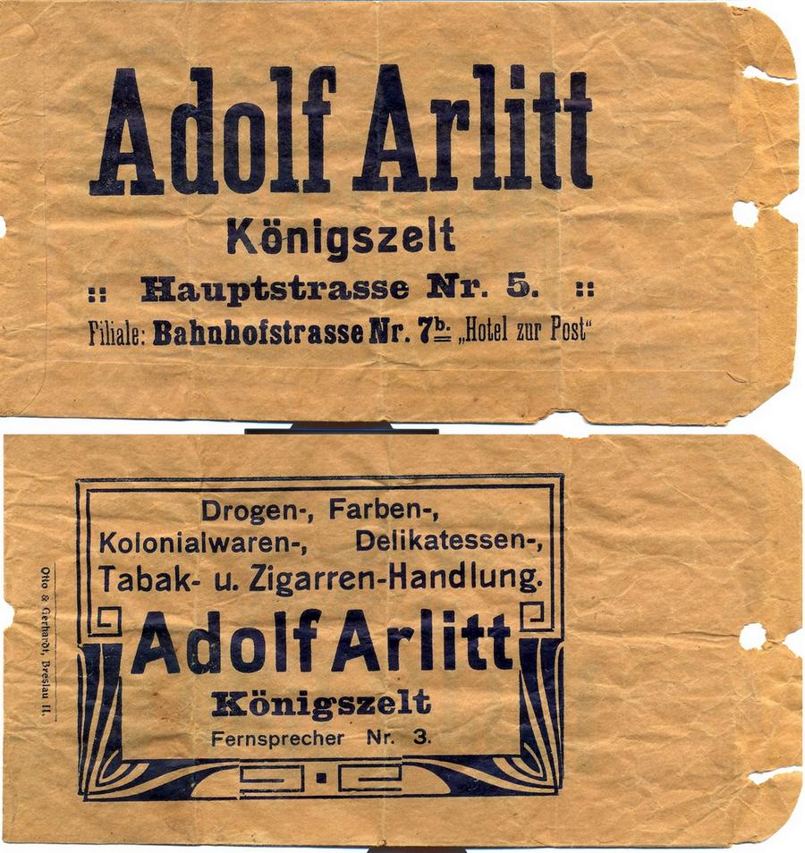 136. Reklama – Torebka na zakupy, sklep Adolfa Arlitt’a w Königszelt