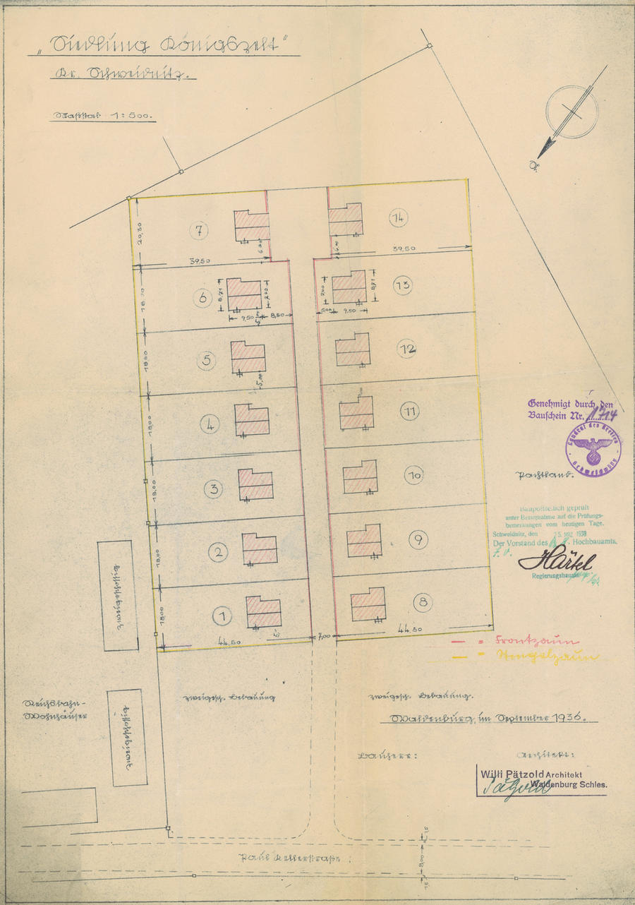 157. Dokument – Plan budowy osiedla domów jednorodzinnych przy Hindenburstrasse, 1936 r.