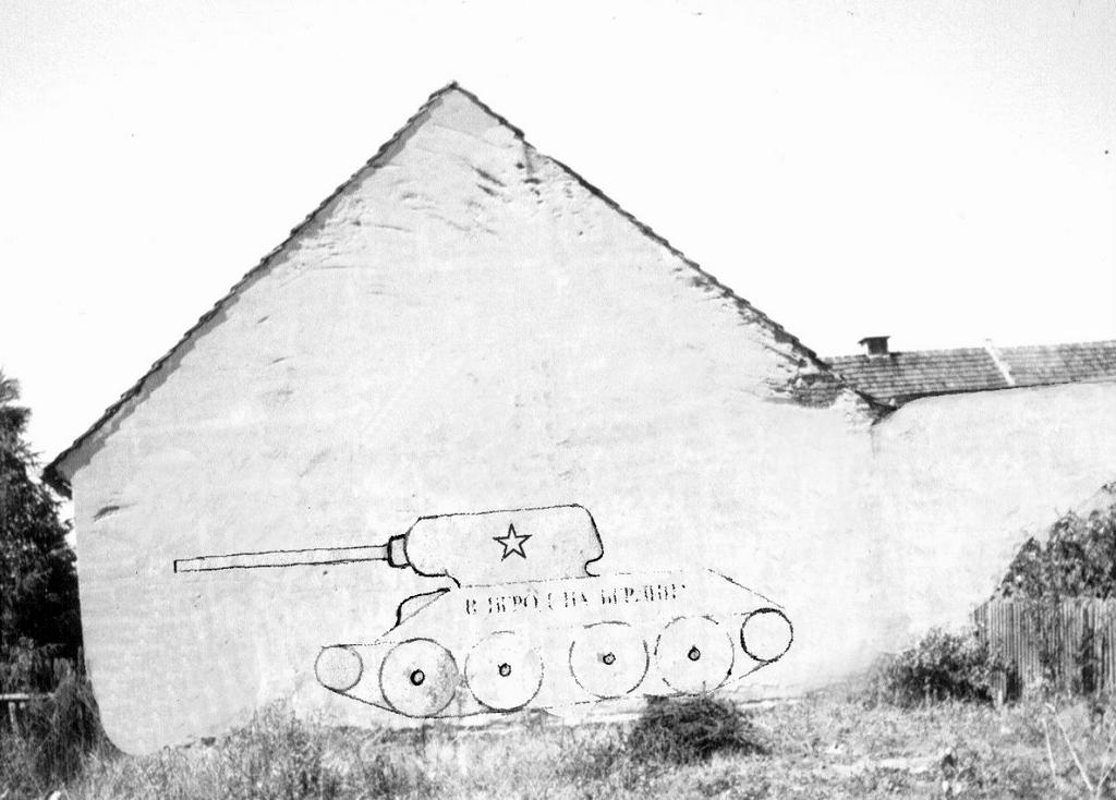 165. Fotografia – Rysunek radzieckiego czołgu w Piotrowicach Świdnickich