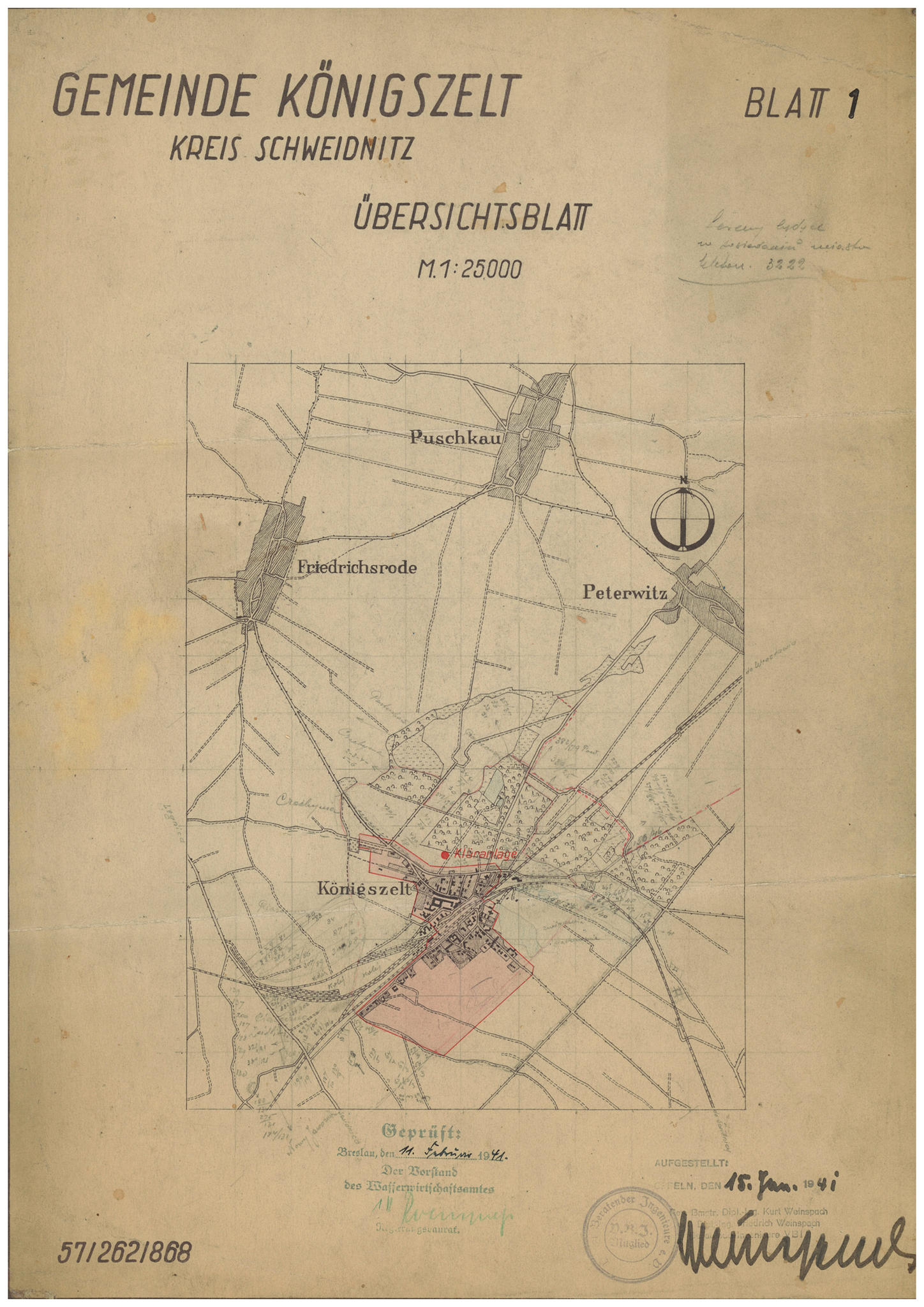 333.  Mapa gminy Königszelt z polskimi adnotacjami, 1941