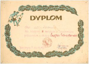 Dyplom dla LZS Piotrowice za zajęcie II miejsca w czwórmeczu piłkarskim, 1977 r.